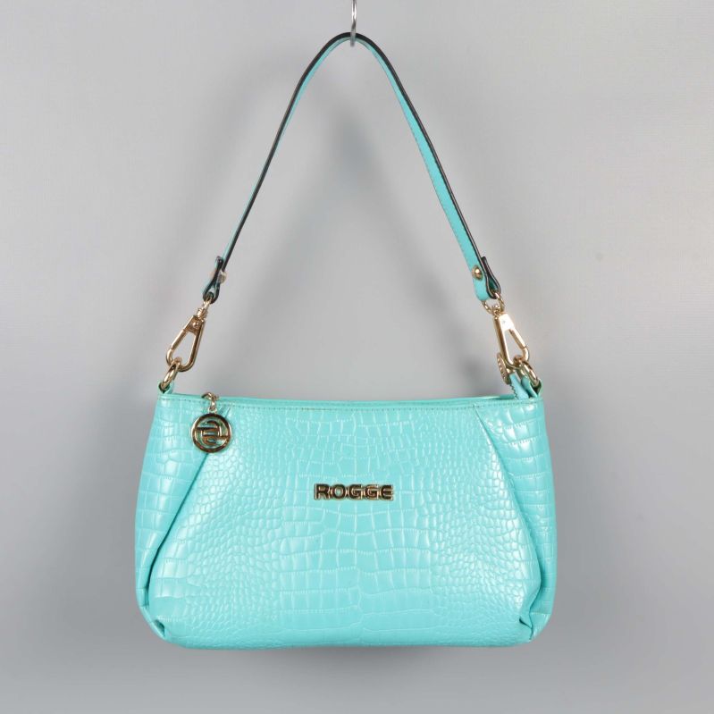 Turkos krokodilmönstrad väska