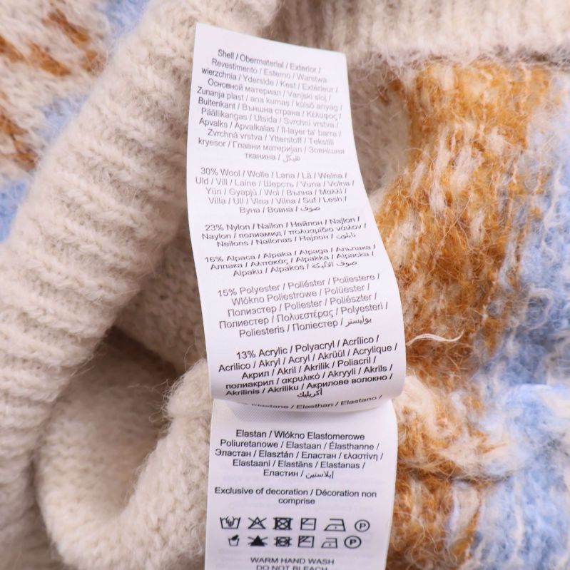 Materialetikett med detaljerad materialinformation