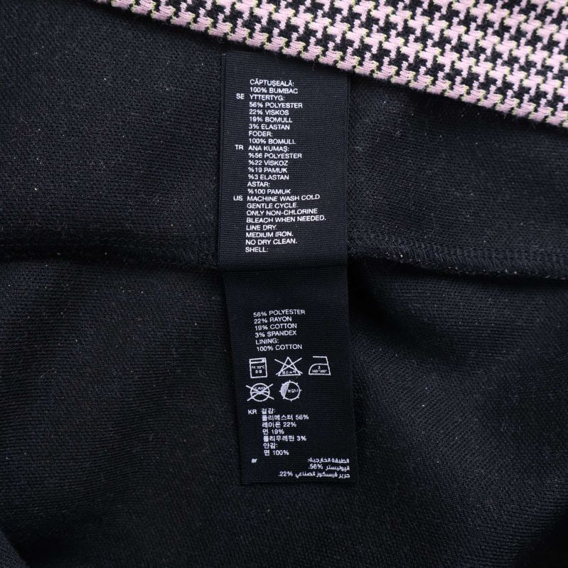 Materialinformation på tygetikett