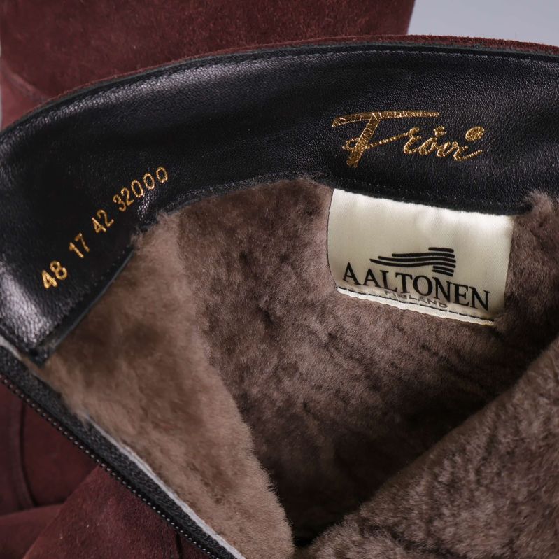 Närbild på foder och etikett med texten Aaltonen