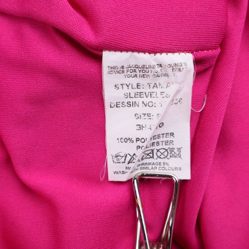 Materialinfo etikett med 100% polyestertext