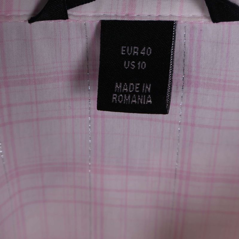 Etikett som visar europeisk storlek 40 och ursprungsland