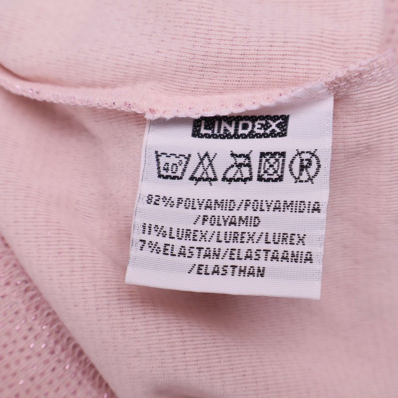 Materialetikett visar polyamid, lurex och elastan