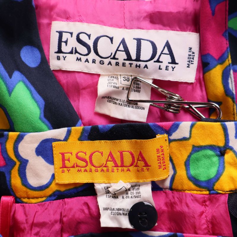Närbild av Escada-etikett och materialinformation