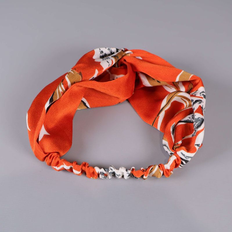 Elastisk baksida på blommigt orange hårband