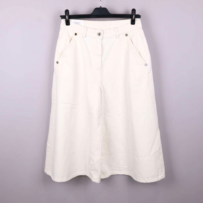 Culottebyxor i vintagevitt med bakfickor och etikett