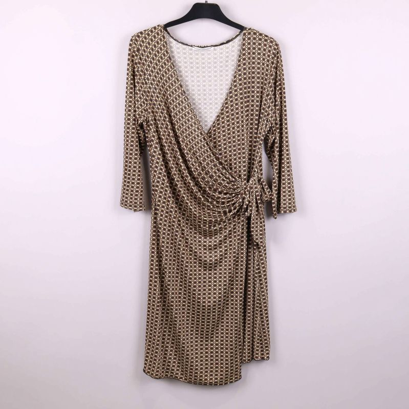 Omslagsklänning med grafiskt mönster hängande framifrån