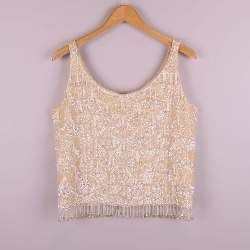 Paljettlinne med fransar 