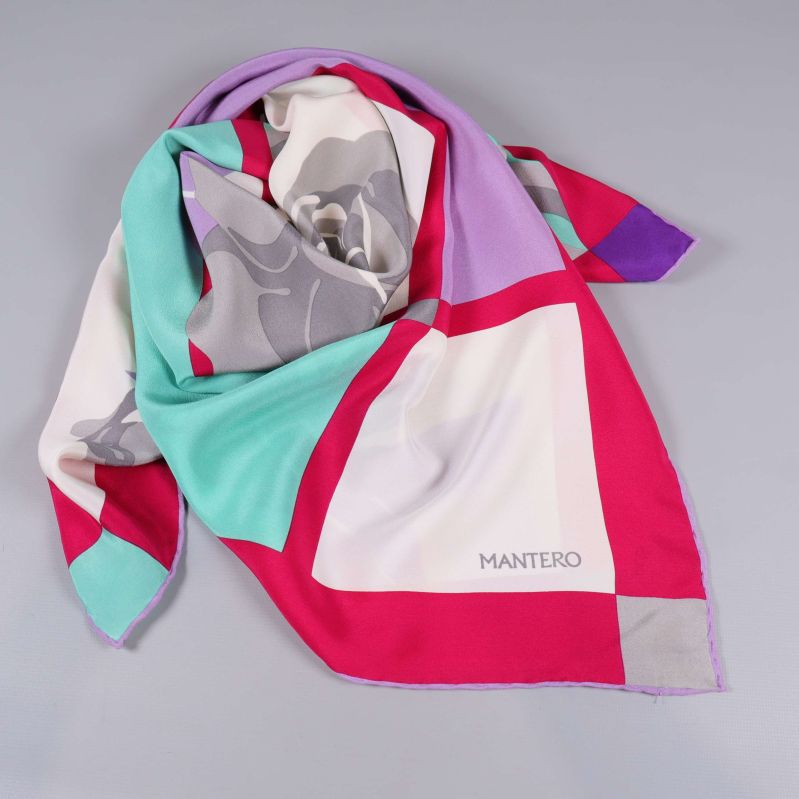 Flerfärgad scarf löst vikt med lila, mint och rött mönster