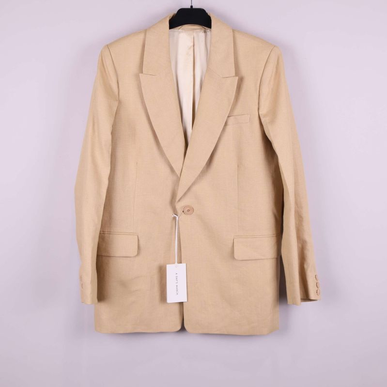 Beige linnekavaj med slag och fickor framtill