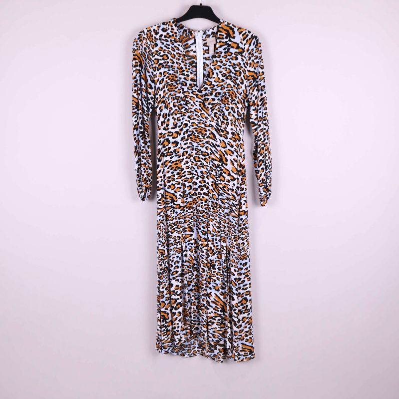 Hängande leopardmönstrad klänning med lång ärm
