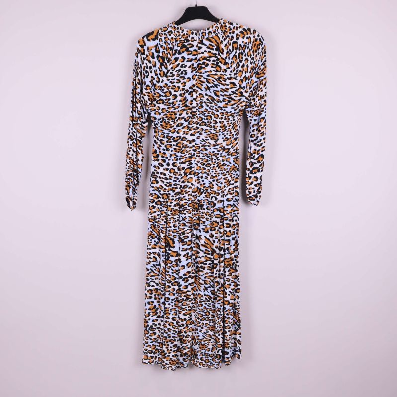 Hängande leopardmönstrad klänning med lång ärm