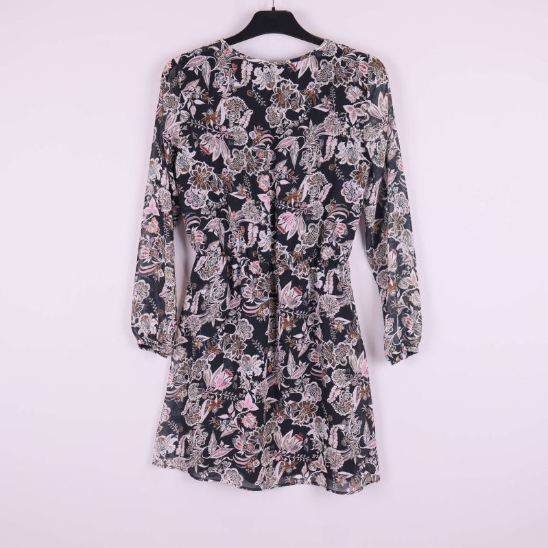 Blommig klänning med V-ringning, baksida