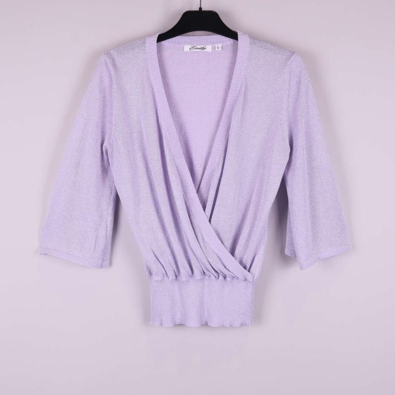 Hängande ljuslila omlottopp med 3/4-ärm