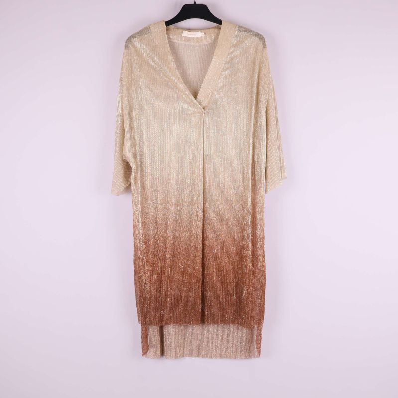 Topp i beige och brun ombre med glittrig finish