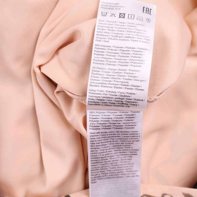 Materiallapp med procentangivelser och tvättråd