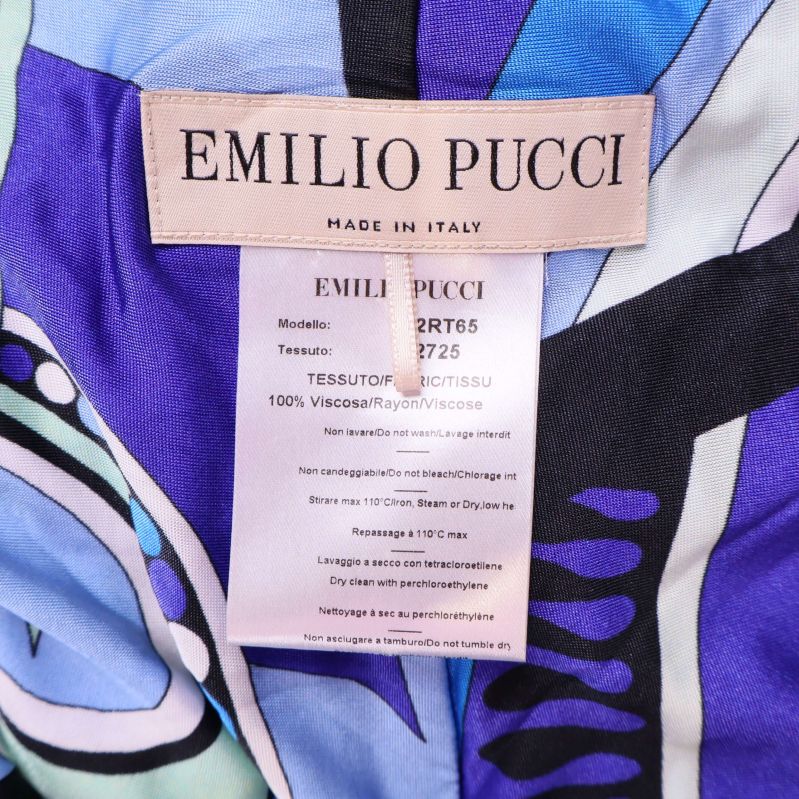 Närbild på Emilio Pucci etikett och materiallapp