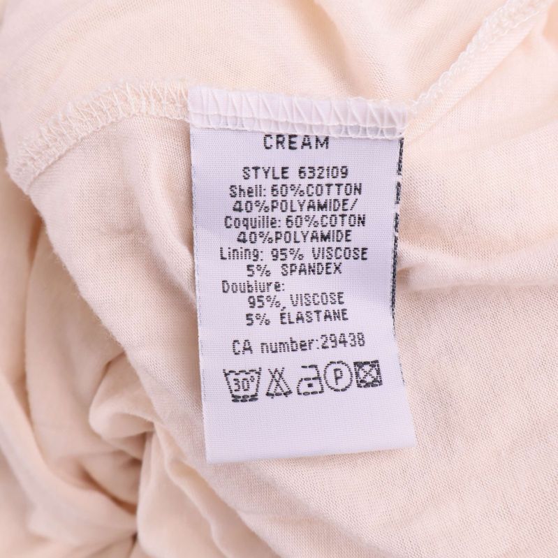 Materiallapp med information bomull polyamid viskos spandex