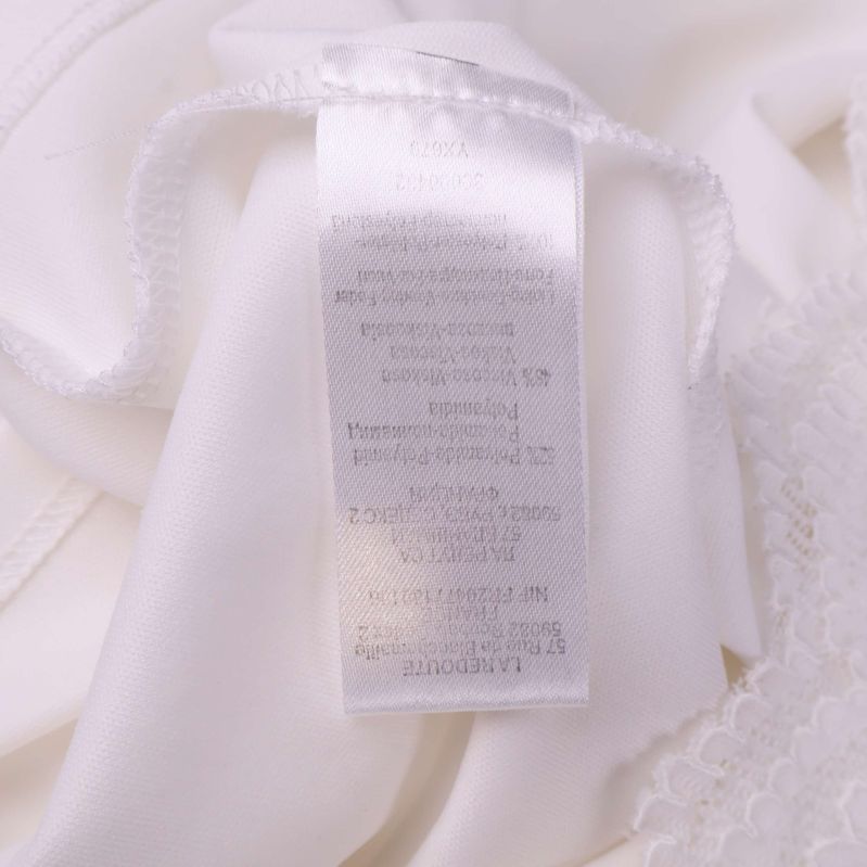 Materialetikett med tvättråd och fiberinnehåll