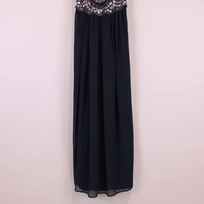 Mörkblå lång klänningskjol utan dekor