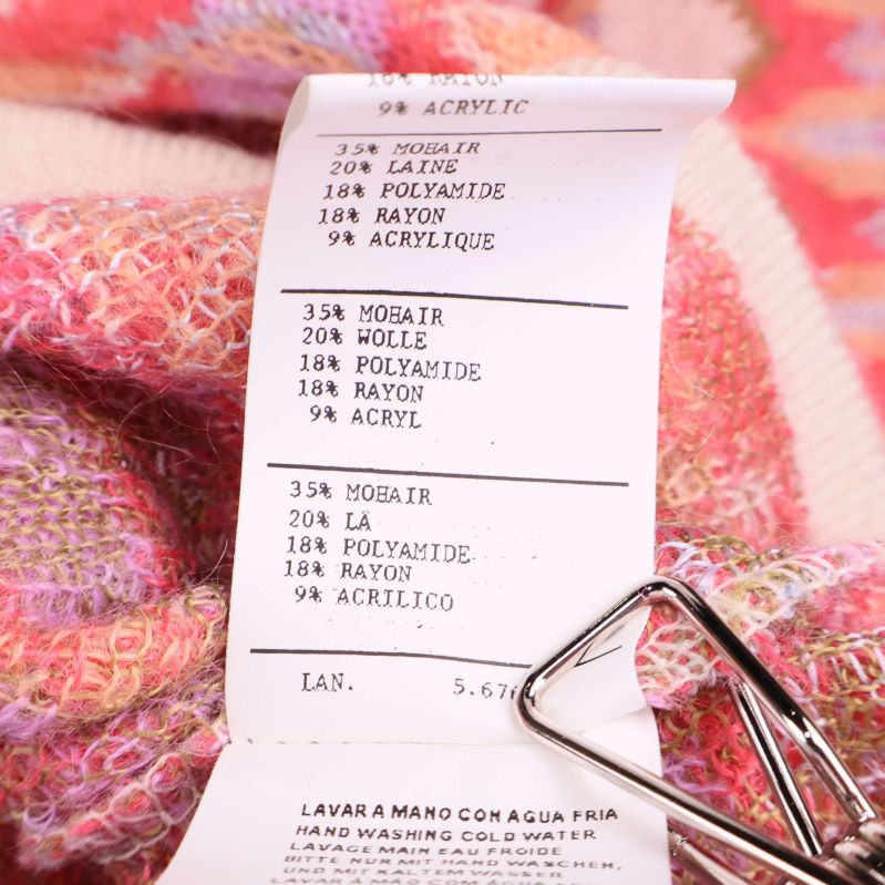 Materiallapp med fördelning av mohair, ull, polyamid, rayon och akryl