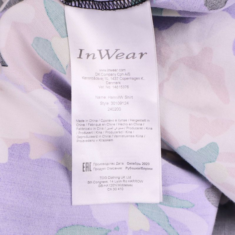 Tvättråds- och tillverkningsetikett från InWear