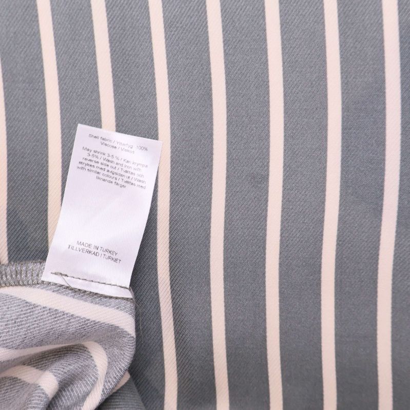 Materiallapp insydd i randig klänning med tydlig text