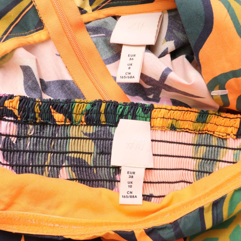Storlekstaggar på insidan av setet från H&M i storlek 36