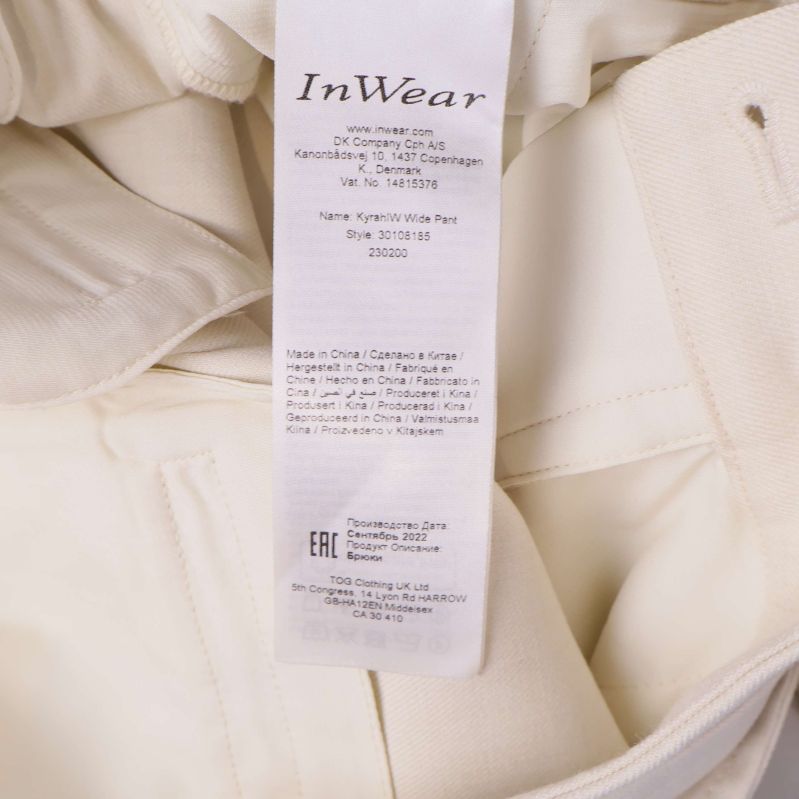 Inneretikett med information om InWear byxa