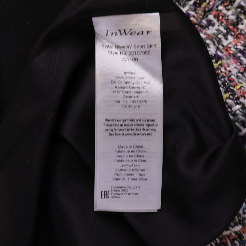 InWear tvättrådsetikett med modellinformation
