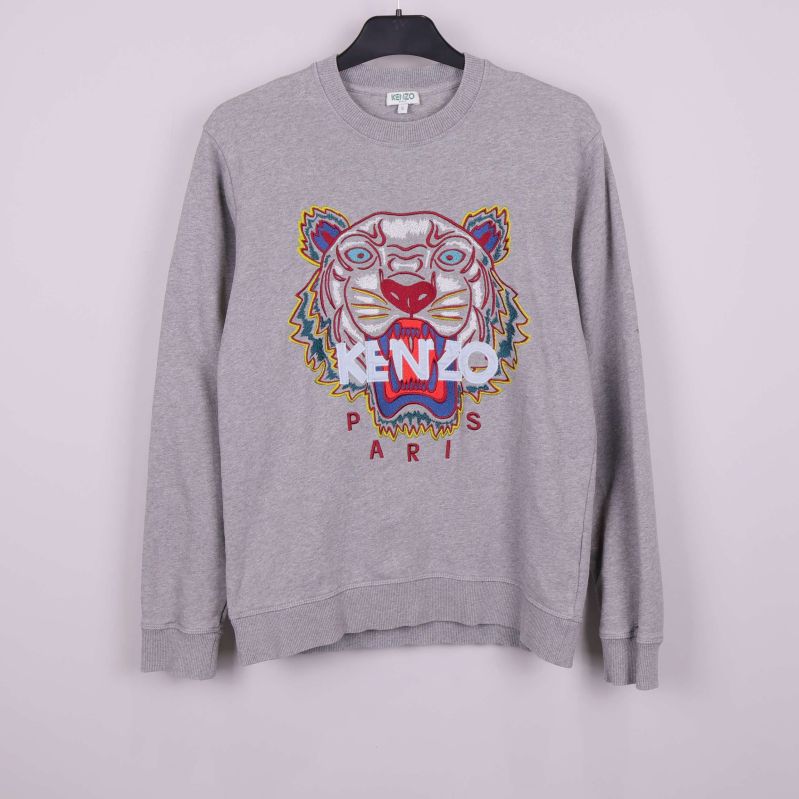 Grå Kenzo-sweatshirt med broderad tigerlogga fram