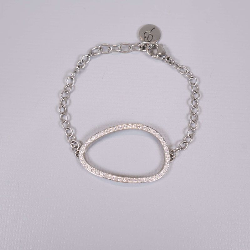 Armband i silverfärg med gnistrande oval länk