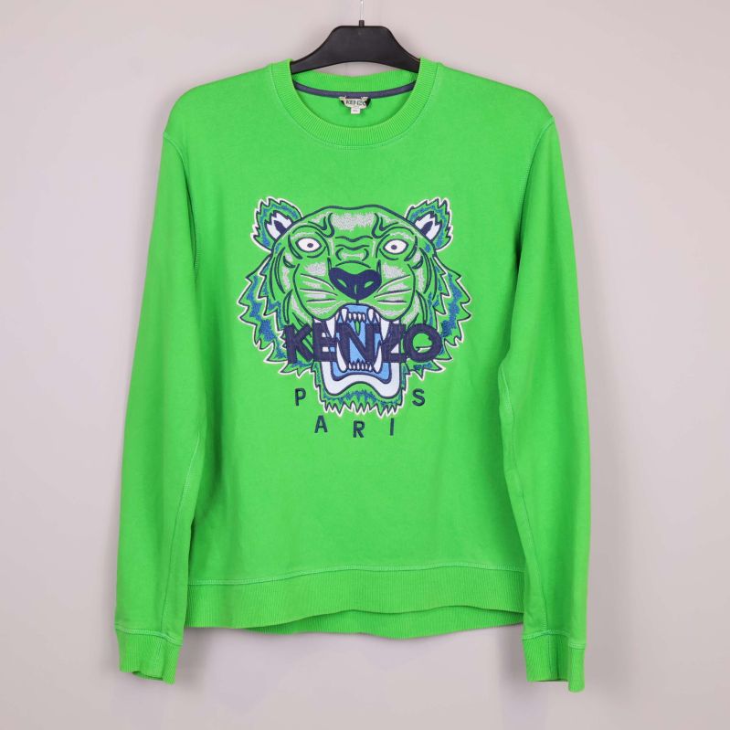 Grön Kenzo sweatshirt framifrån med tigerbrodyr