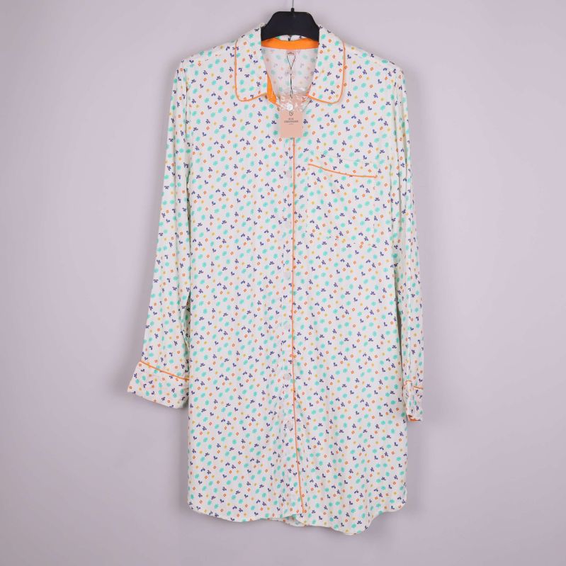 Pyjamasshorts med blommig design och orange dragsko